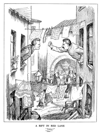 A rift in red lane. "Traitor!" "Liar!"